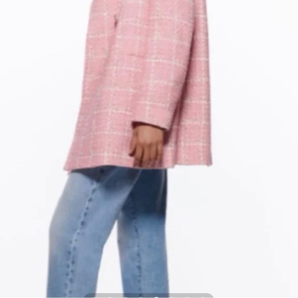 Zara pea coat NWT pink check coat Chanel Jackie Kennedy style NWT - Picture 4 of 7